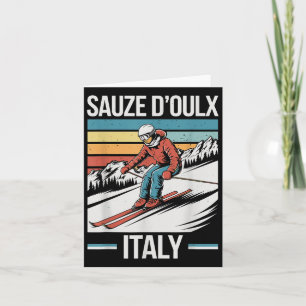 Tarjeta Estación de esquí Retro Sauze Doulx Italy, esquí a