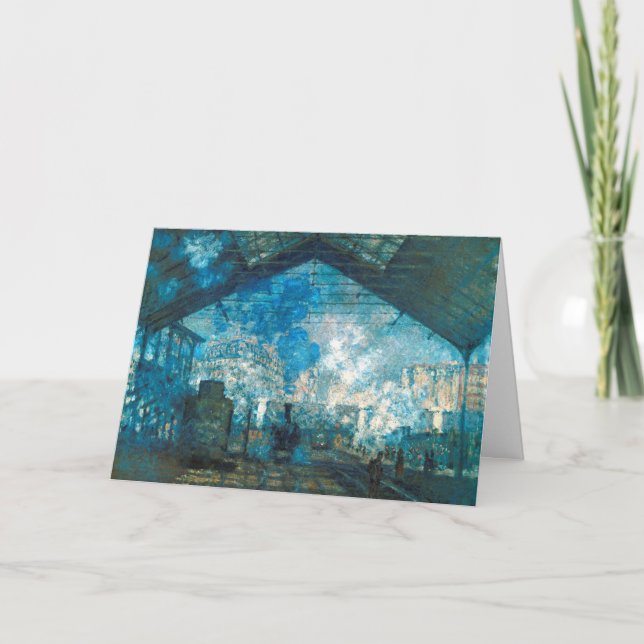 Tarjeta Estación de tren de Saint Lazare por Claude Monet (Anverso)
