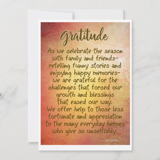 Tarjeta estacional de gratitud (Anverso)