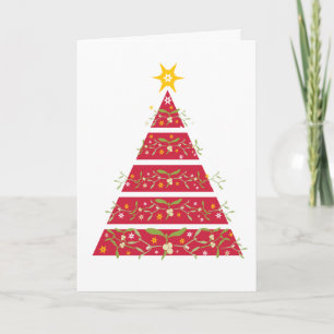 Tarjeta estacional del árbol de navidad rojo Mistl