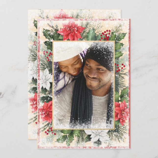 Tarjeta estacional fotográfica navideña navidad na (Anverso / Reverso)