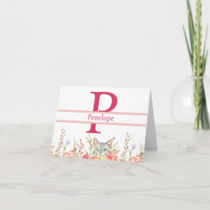 Tarjeta Estacionamiento personal de felino dulce y borde d