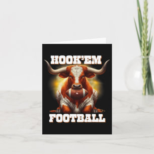 Tarjeta Estado de Hook'em de Texas Fútbol con cabello y cu