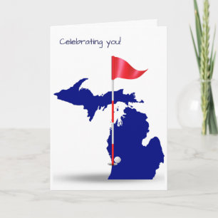 Tarjeta estado de Michigan y pelota de golf