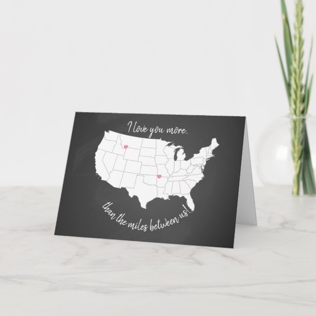 Tarjeta Estados Unidos te amo más que las millas entre nos (Anverso)