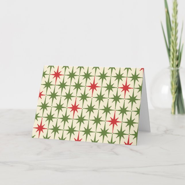Tarjeta Estallidos de Navidades modernos retro de medio si (Anverso)