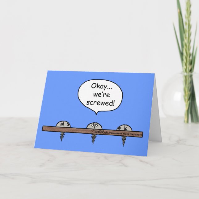 Tarjeta ¡Estamos jodidos! personalizado - Tres tornillos (Anverso)