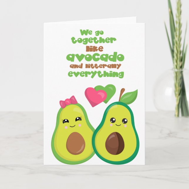 Tarjeta Estamos juntos aguacate Aniversario del Amor (Anverso)