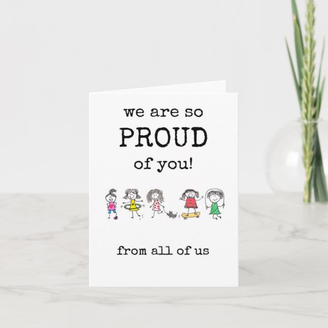 Tarjeta Estamos muy orgullosos de ti, de todos nosotros, F (Anverso)