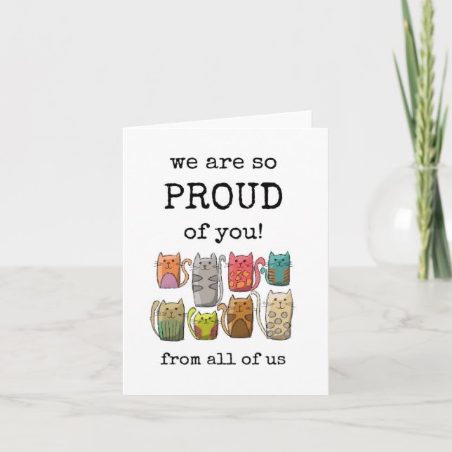 Tarjeta Estamos muy orgullosos de ti, divertido, de todos  (Anverso)