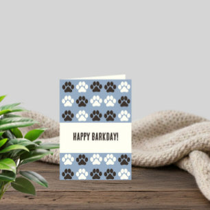 Tarjeta Estampado de Huella de Pata Plata Azul