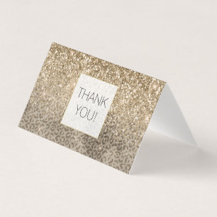 Tarjeta Estampado de leopardo marrón con brillo dorado
