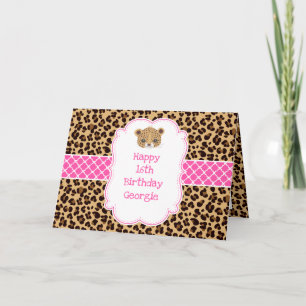 Tarjeta Estampado de leopardo rosa quatrefoil 