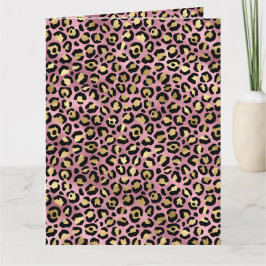 Tarjeta Estampado de leopardo rosa y dorado