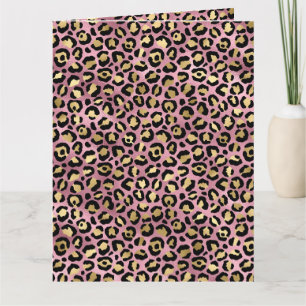 Tarjeta Estampado de leopardo rosa y dorado