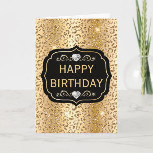 Tarjeta Estampado de manchas de leopardo con brillo dorado