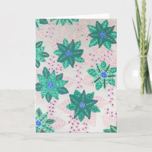 Tarjeta Estampado floral festivo verde menta