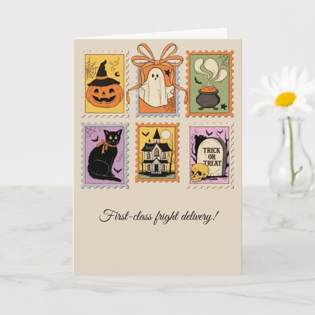 Tarjeta Estampilla de Halloween de época — Temporada de mi (Planta pequeña)