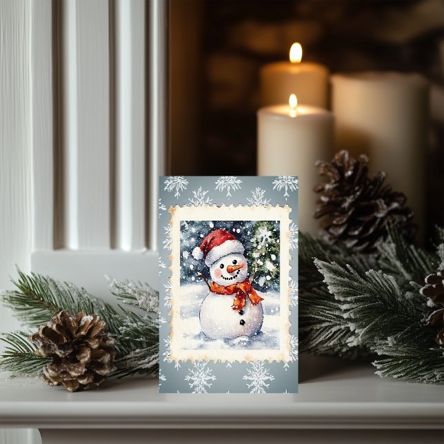 Tarjeta Estampilla de rehenes de Navidades de Snowman (Subido por el creador)