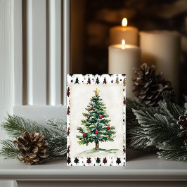 Tarjeta Estampilla de reposo de árbol de Navidad vintage