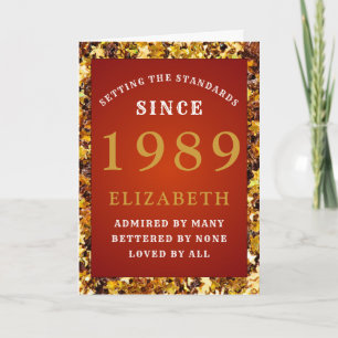 Tarjeta Estándares de cumpleaños personalizados 1989 Red G