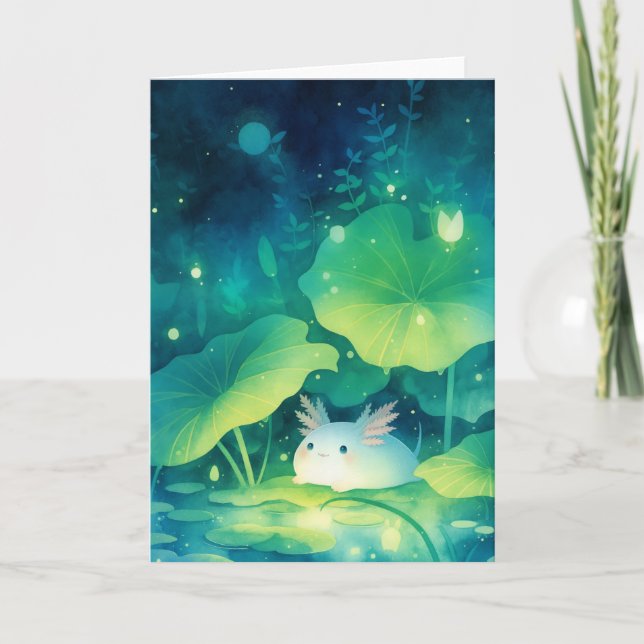 Tarjeta Estanque de flores de ajolote bebé (Anverso)
