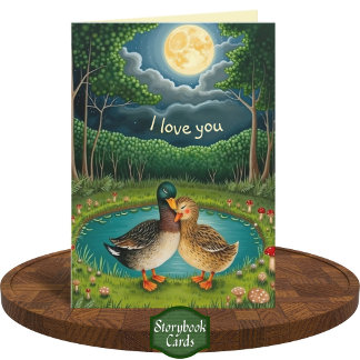 Tarjeta Estanque de patos acurrucados Arte aniversario de 
