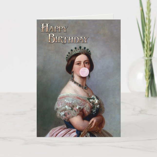 Tarjeta Estanque rosa de la Reina Victoria que sopla chicl (Anverso)