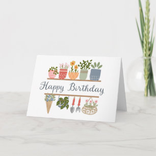 Tarjeta Estante de jardín de cumpleaños Plantas de interio