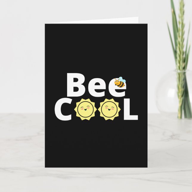 Tarjeta Estar fresco - con un sol amarillo y una abeja (Anverso)