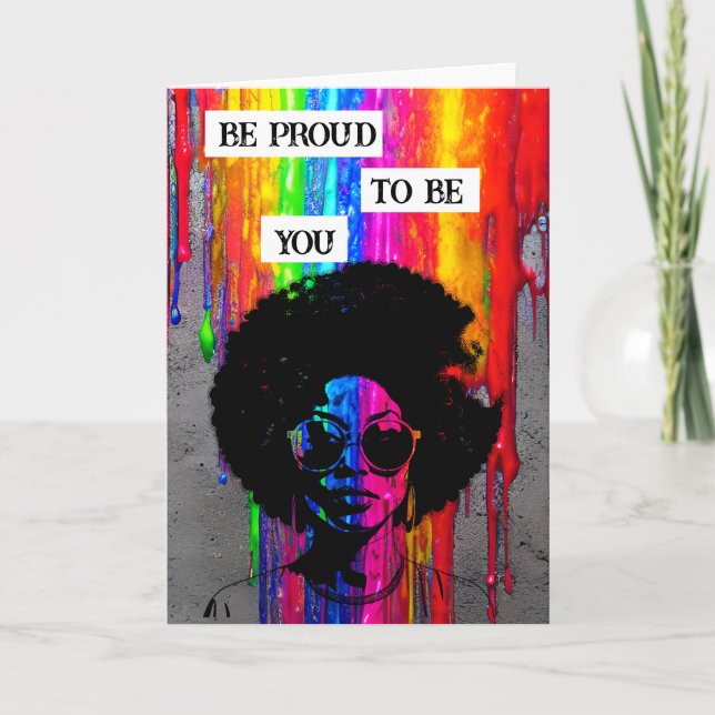 Tarjeta Estar Orgulloso De Ser Tú | Mujer afroamericana (Anverso)