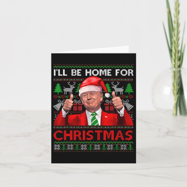 Tarjeta Estaré en casa para los Navidades de Santa Trump N (Anverso)