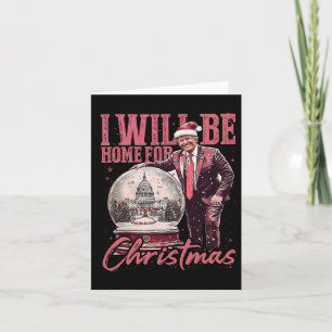 Tarjeta Estaré en casa para los Navidades de Santa Trump N