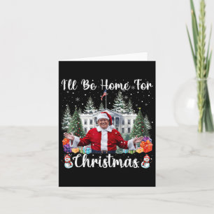 Tarjeta Estaré en casa para los Navidades Santa Claus Trum