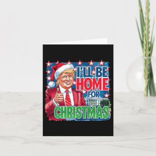 Tarjeta Estaré en casa para los Navidades Santa Funny Trum