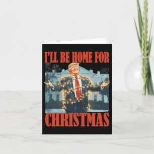 Tarjeta Estaré en casa para los Navidades Santa Funny Trum