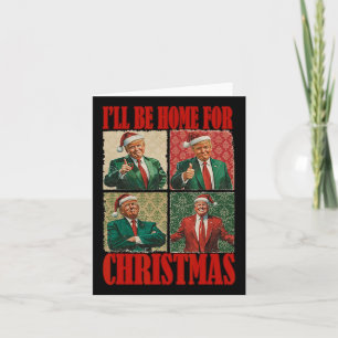 Tarjeta Estaré en casa para los Navidades Santa Funny Trum