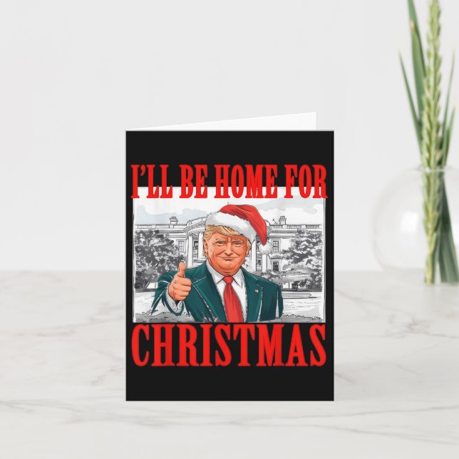 Tarjeta Estaré en casa para los Navidades Santa Funny Trum (Anverso)
