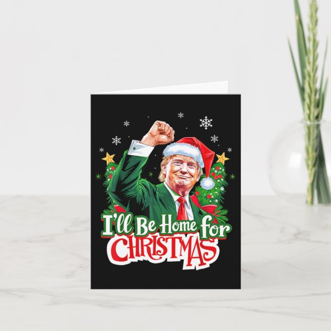 Tarjeta Estaré en casa para los Navidades Santa Funny Trum (Anverso)