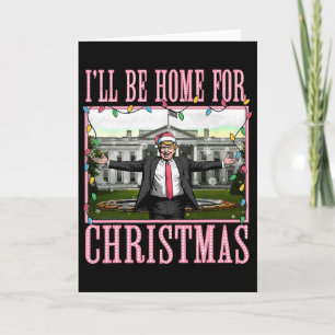 Tarjeta Estaré en casa para Navidad Divertido Santa Claus
