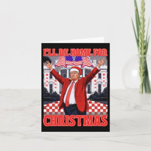 Tarjeta Estaré en casa para Navidad Santa Divertido Trump 