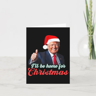 Tarjeta Estaré en casa para Navidades Divertido Santa Clau