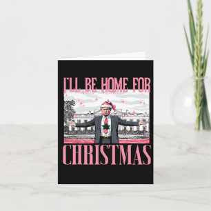 Tarjeta Estaré en casa para Navidades Divertido Santa Clau