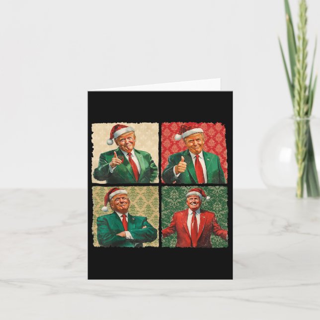 Tarjeta Estaré en casa para Navidades Divertidos Trump Nav (Anverso)