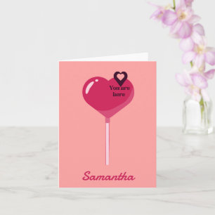 Tarjeta Estás en mi amor rosa del corazón del Lollypop