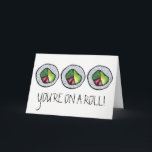 Tarjeta Estás en un Roll de felicitaciones a Sushi Califor<br><div class="desc">La tarjeta de saludo cuenta con un ilustracion de marca original de un rollo de sushi California, con YOU RE ON A ROLL y CONGRATS en una fuente divertida. ¿No ves lo que estás buscando? ¿Necesita ayuda con la personalización? Haga clic en "Contactar con este diseñador" para tener algo creado...</div>
