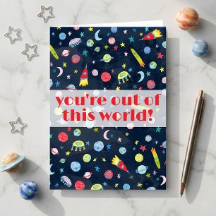 Tarjeta Estás Fuera de este Mundo Acuarela Espacio Exterio