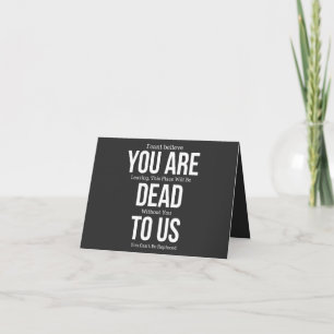 Tarjeta estás muerto para nosotros