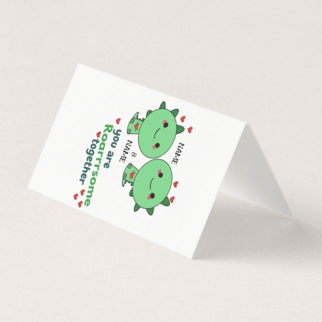 Tarjeta Estás Roarrando Juntos A La Pareja De Dinosaurios  (Anverso)