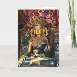 Tarjeta Estatua budista en el Monasterio Litang